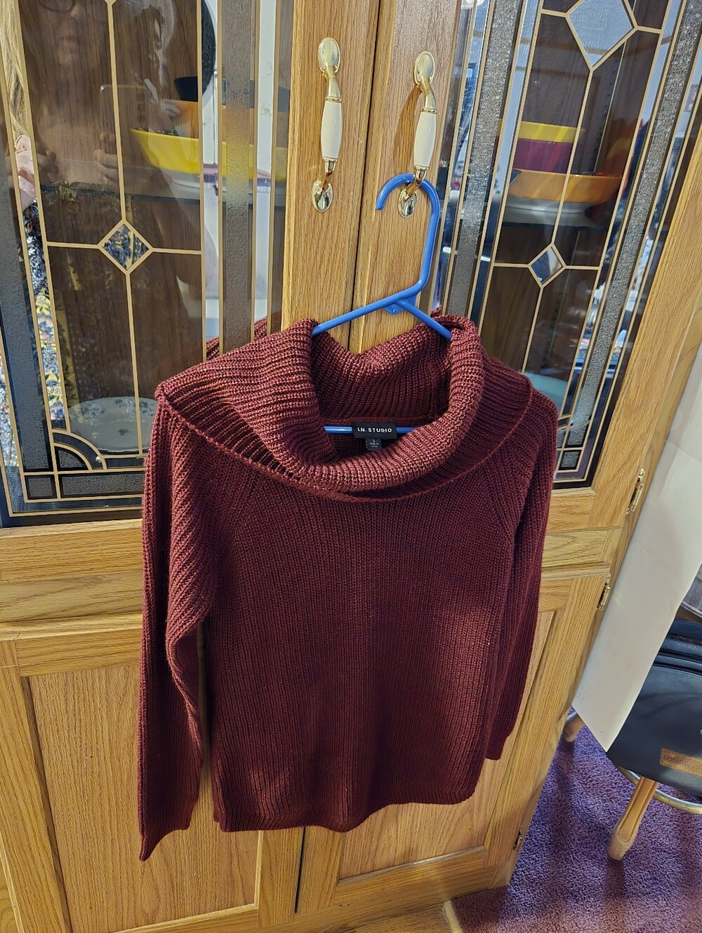 I.N. Studio Burgundy Cowl Neck Sweater